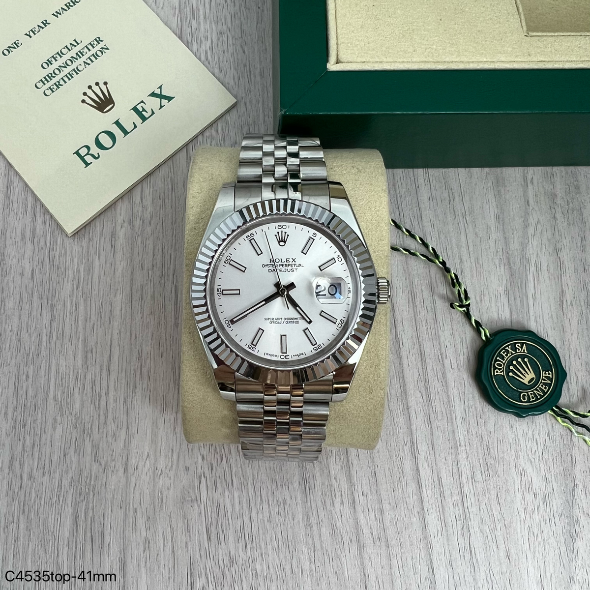 ROLEX DATEJUST PRATA BRANCO JUBILEU 41MM