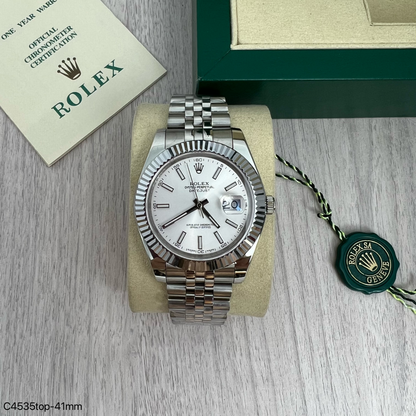 ROLEX DATEJUST PRATA BRANCO JUBILEU 41MM