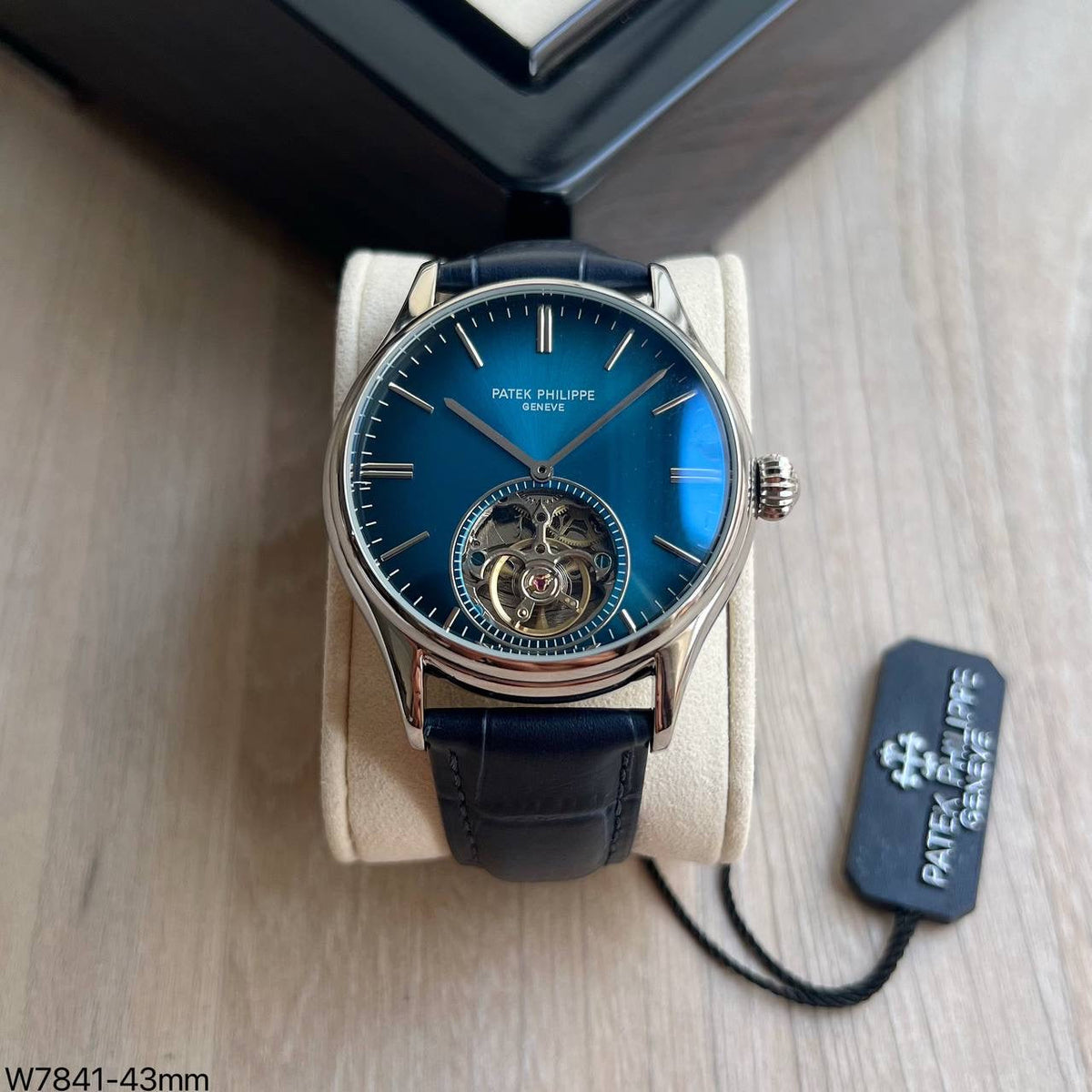 PATEK PHILIPPE PRATA AZUL COURO AUTOMATICO 43MM