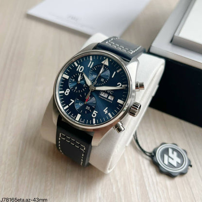 IWC PILOT  PRATA AZUL 43MM SUPER CLONE