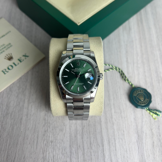 ROLEX DATEJUST PRATA VERDE FEMININO 36MM
