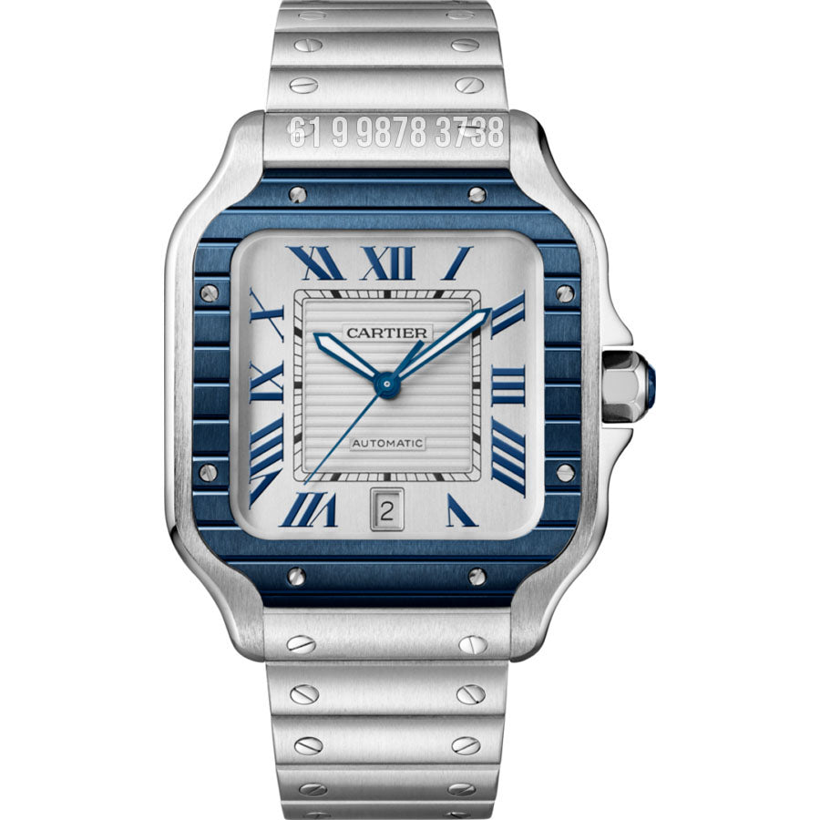 cópia de CARTIER SANTOS PRATA AZUL 40MM SUPER CLONE