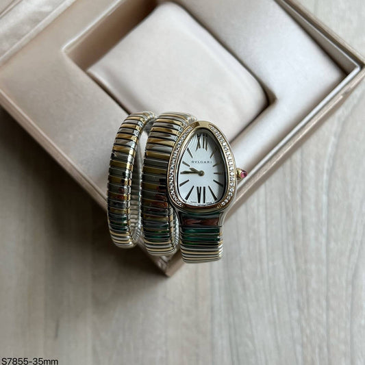 BVLGARI SERPENTE MISTO BRANCO 2 VOLTAS  23MM X 35MM FEMININO