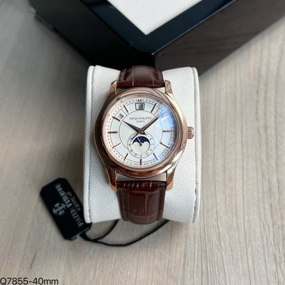 PATEK PHILIPPE ANNUAL CALENDAR ROSE BRANCO AUTOMATICO 40MM