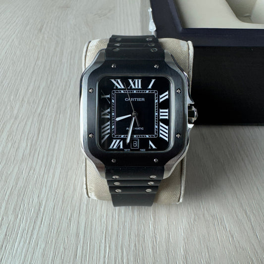 CARTIER SANTOS PRATA PRETO 40MM X 47MM