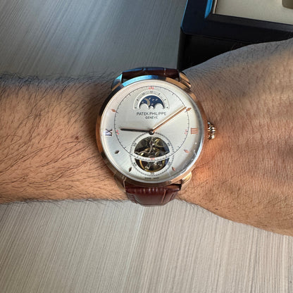 PATEK PHILIPPE ROSE COURO AUTOMATICO 43MM
