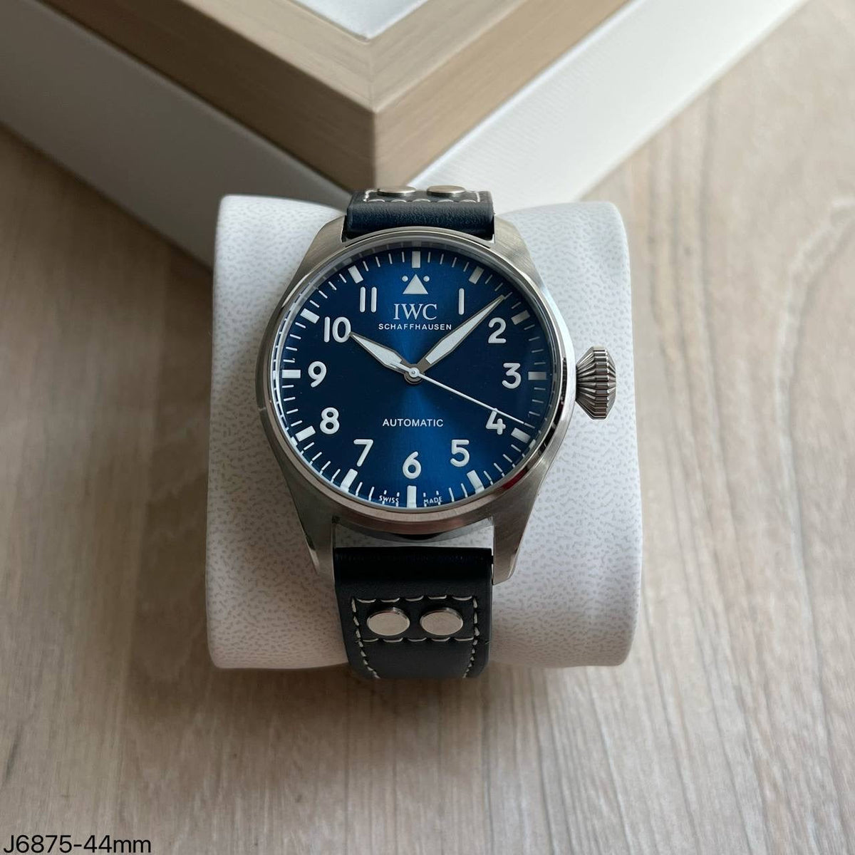 IWC BIG PILOT PRATA AZUL COURO AUTOMÁTICO 44MM