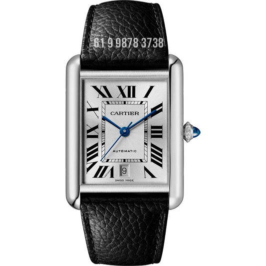 CARTIER TANK PRATA BRANCO COURO 31MM XL SUPER CLONE