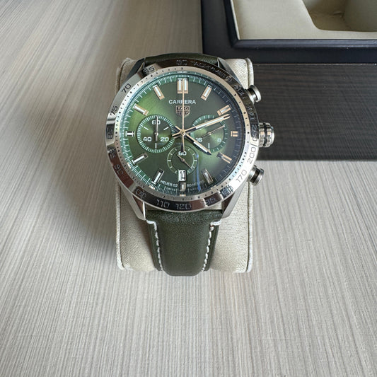 TAG HEUER CARRERA PRATA VERDE  41MM