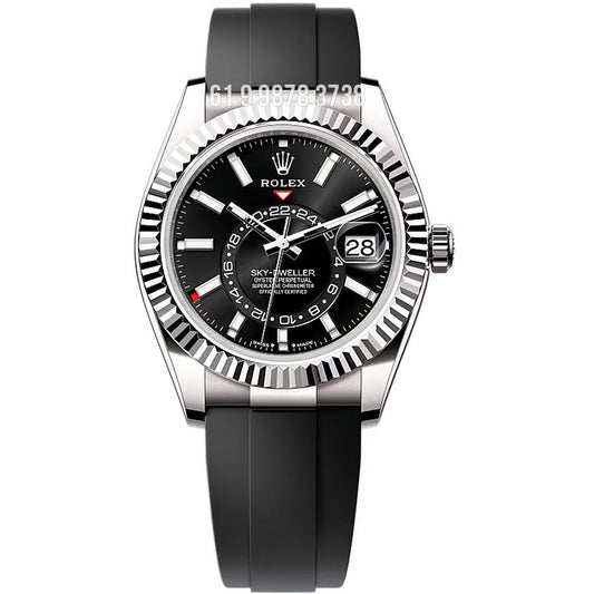 ROLEX SKY-DWELLER PRATA OYSTER FLEX SUPER CLONE