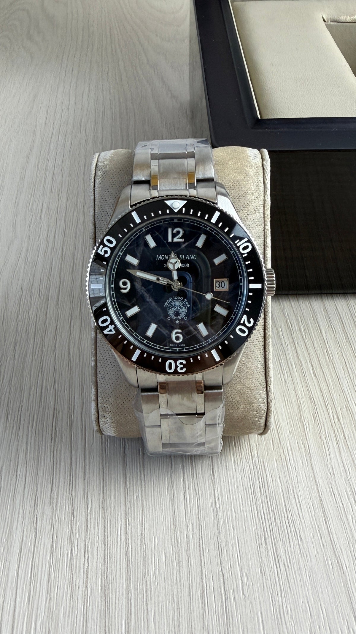 MONT BLANC AÇO PRATA PRETO 43MM