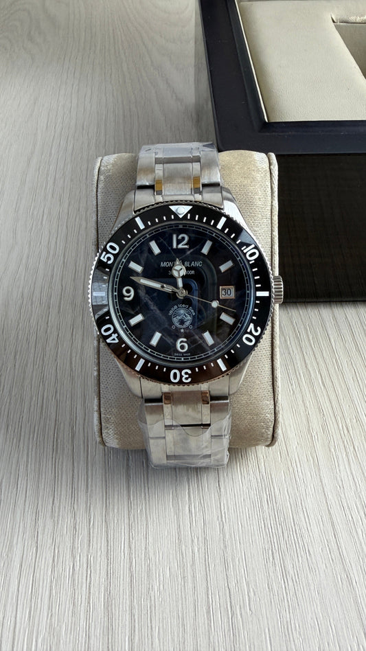 MONT BLANC AÇO PRATA PRETO 43MM