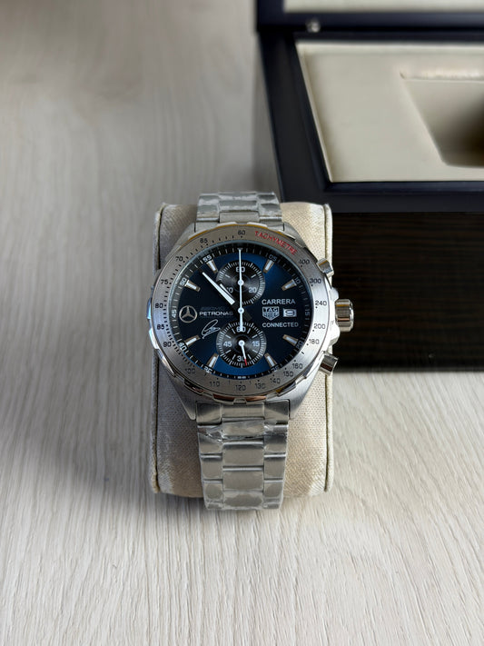 TAG HEUER CARRERA AMG PRATA AZUL 43MM