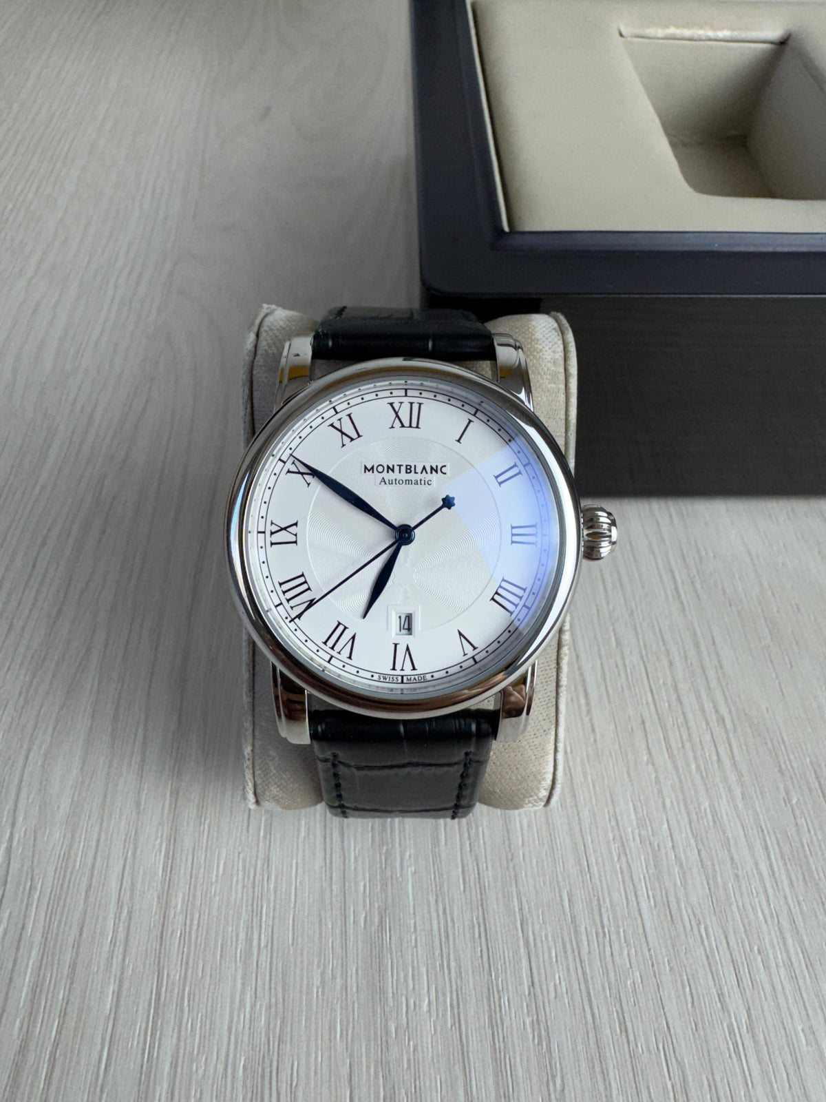 MONT BLANC PRATA COURO AUTOMÁTICO 42MM