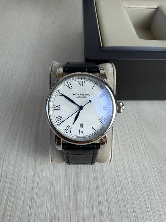MONT BLANC PRATA COURO AUTOMÁTICO 42MM