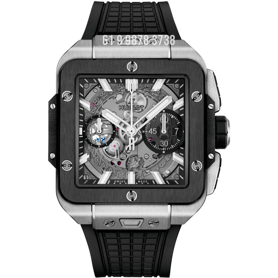 HUBLOT SQUARE BANG UNICO PRATA 42MM SUPER CLONE