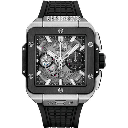 HUBLOT SQUARE BANG UNICO PRATA 42MM SUPER CLONE