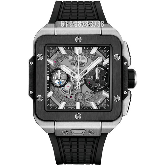 HUBLOT SQUARE BANG UNICO PRATA 42MM SUPER CLONE
