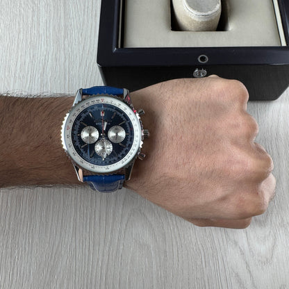 BREITLING NAVITIMER AZUL COURO 46MM
