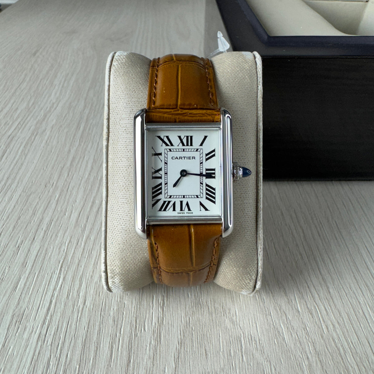 CARTIER TANK SOLO  COURO 24MM X 33MM FEMININO