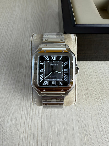 CARTIER SANTOS PRATA PRETO 40MM X 47MM
