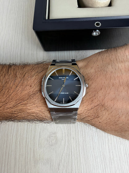 PATEK PHILIPPE MOEDA SLIM PRATA AZUL 42MM