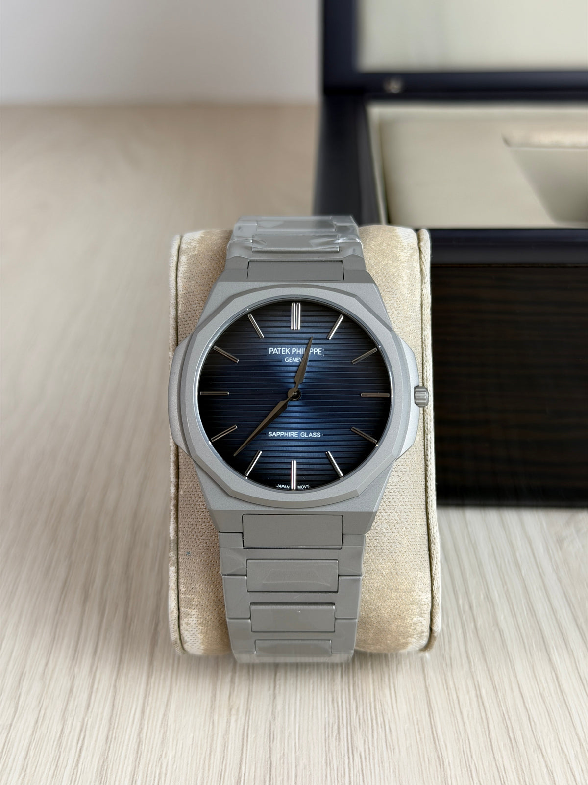 PATEK PHILIPPE MOEDA SLIM CINZA AZUL 42MM