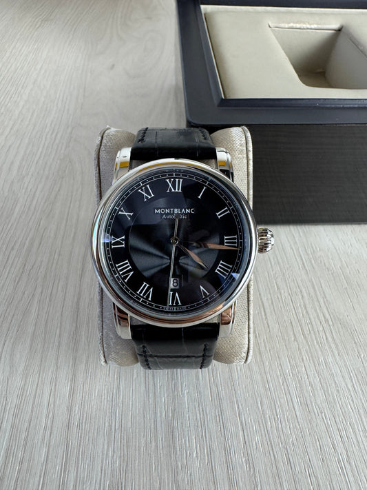 MONT BLANC PRATA COURO AUTOMÁTICO 42MM