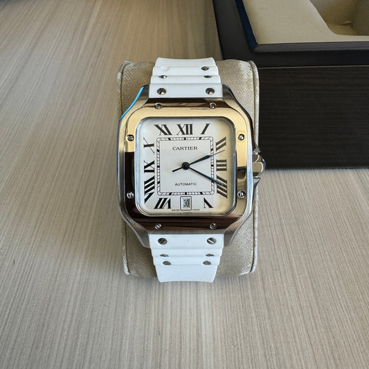 CARTIER SANTOS PRATA BRANCO 40MM X 47MM