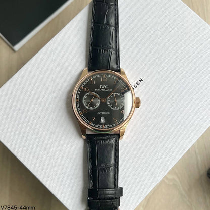 IWC ROSE PRETO COURO AUTOMÁTICO 44MM