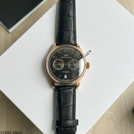 IWC ROSE PRETO COURO AUTOMÁTICO 44MM