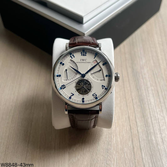 IWC PRATA BRANCO COURO AUTOMÁTICO 44MM