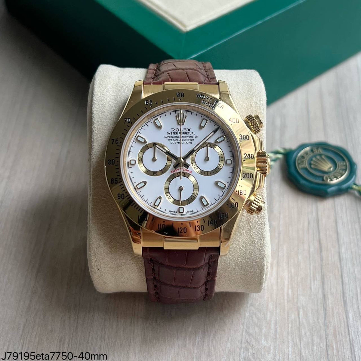 ROLEX DAYTONA 116518 DOURADO BRANCO COURO 40MM 16518 SUPER CLONE