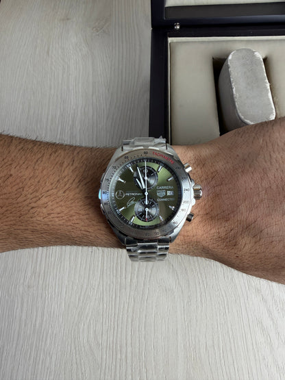 TAG HEUER CARRERA AMG PRATA VERDE 43MM