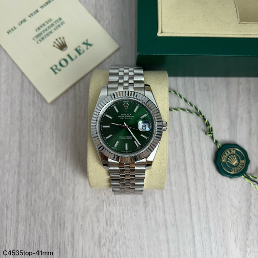 ROLEX DATEJUST PRATA VERDE JUBILEU 41MM