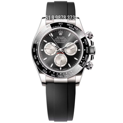 ROLEX DAYTONA PRATA PRETO BORRACHA 40MM SUPER CLONE
