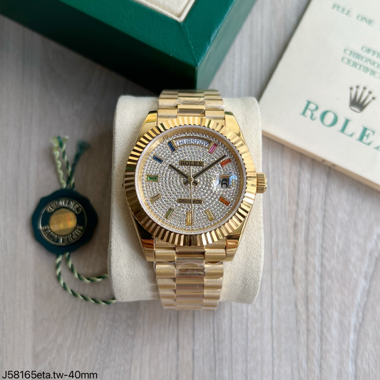 ROLEX DAY DATE GOLD BRILHANTE ETA SUPER CLONE