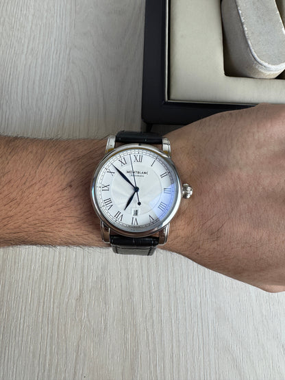 MONT BLANC PRATA COURO AUTOMÁTICO 42MM
