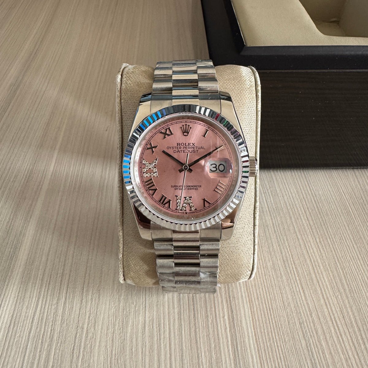 ROLEX DATEJUST PRATA ROSA BRILHANTES FEMININO 36MM