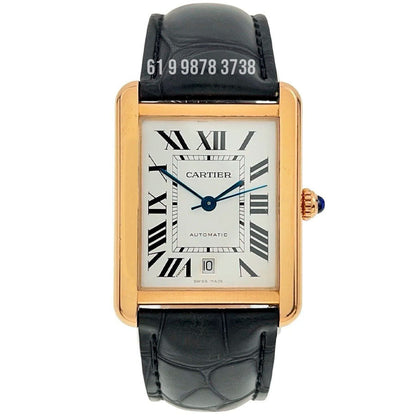 CARTIER TANK DOURADO BRANCO COURO 31MM SUPER CLONE
