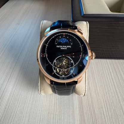 PATEK PHILIPPE ROSE PRETO COURO AUTOMATICO 43MM