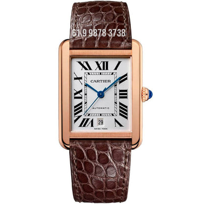 CARTIER TANK ROSE BRANCO COURO 31MM XL SUPER CLONE