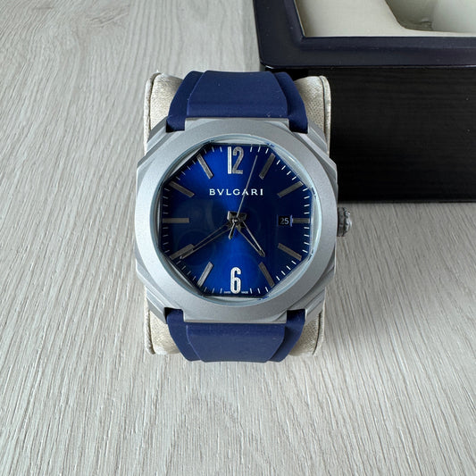 BVLGARI OCTO CINZA AZUL AUTOMATICO 42MM