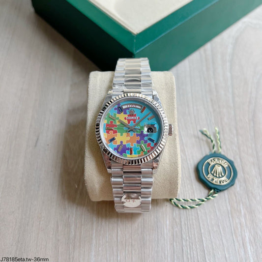 ROLEX DAY-DATE  PRATA 36MM 128238 SUPER CLONE