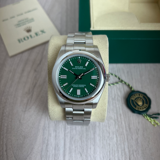 ROLEX OYSTER PERPETUAL PRATA VERDE 41MM