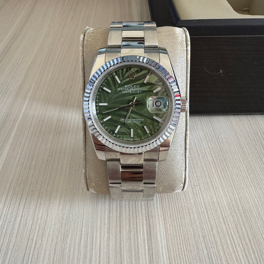 ROLEX DATEJUST PRATA VERDE FEMININO 36MM