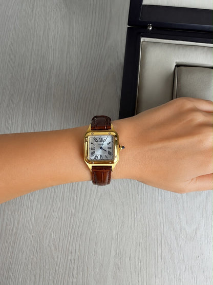 CARTIER SANTOS DUMONT DOURADO SMALL 28MM X 38MM FEMININO