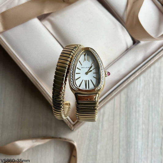BVLGARI SERPENTE  DOURADO BRANCO 1 VOLTA BRILHANTE  23MM X 35MM FE