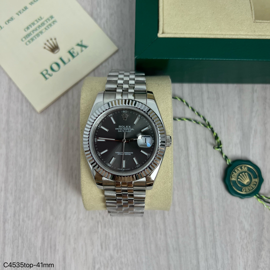 ROLEX DATEJUST PRATA CINZA JUBILEU 41MM