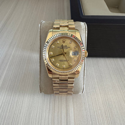 ROLEX DATEJUST DOURADO BRILHANTES FEMININO 36MM